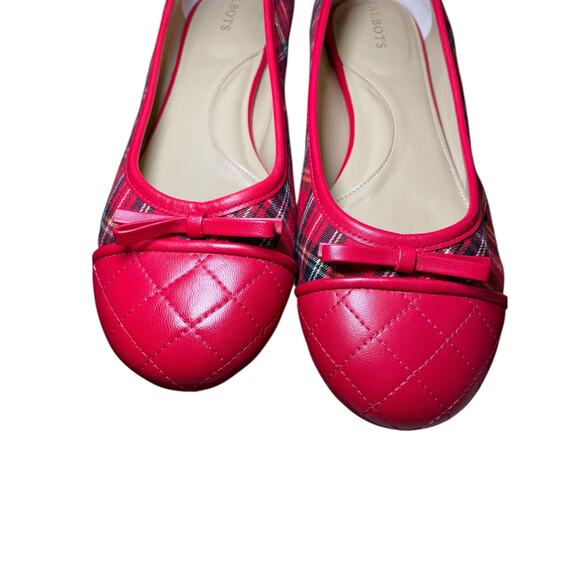 EUC Talbots Women 10 Blair Cap Toe Ballet Flats Tartan Plaid Christmas Plaid - Picture 15 of 15